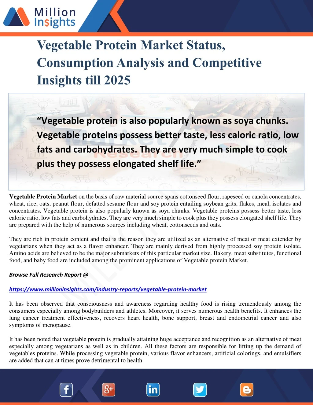 vegetable protein market status consumption