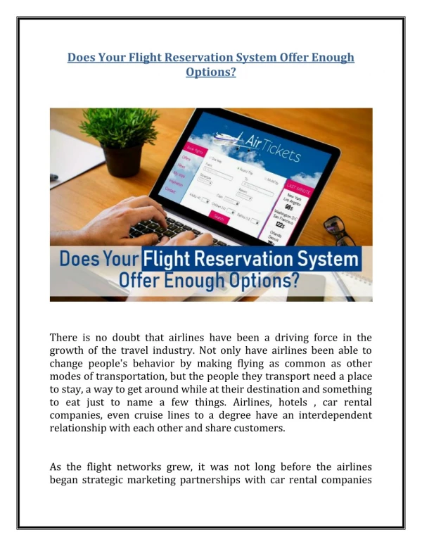 Does Your Flight Reservation System Offer Enough Options?