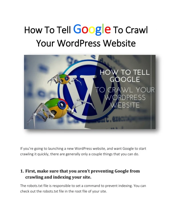 How To Tell Google To Crawl Your WordPress Website