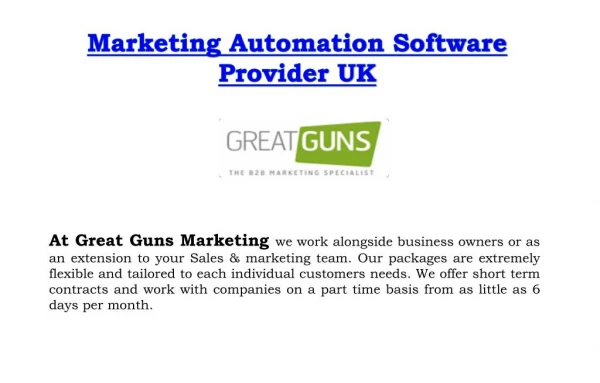 Marketing Automation Software Provider UK