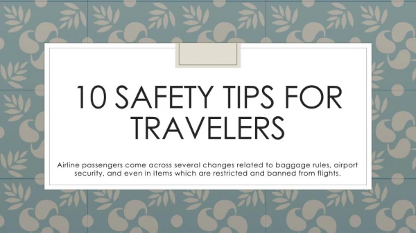 10 Safety Tips for Travelers