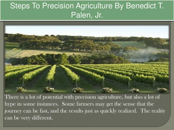 Steps To Precision Agriculture By Benedict T. Palen, Jr.