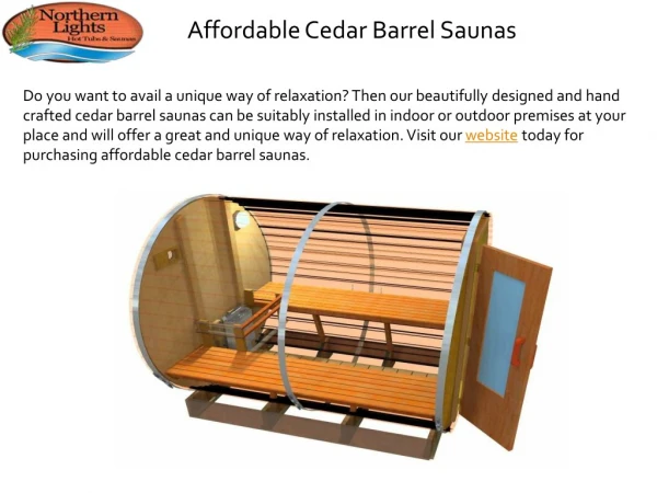 Affordable Cedar Barrel Saunas