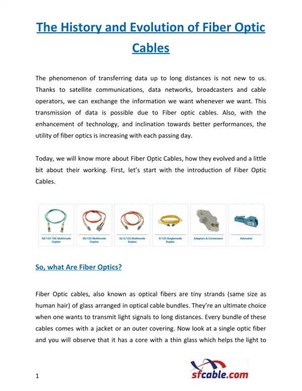 The History and Evolution of Fiber Optic Cables