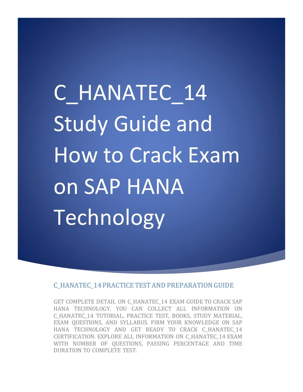 c hanatec 14 study guide and how to crack exam