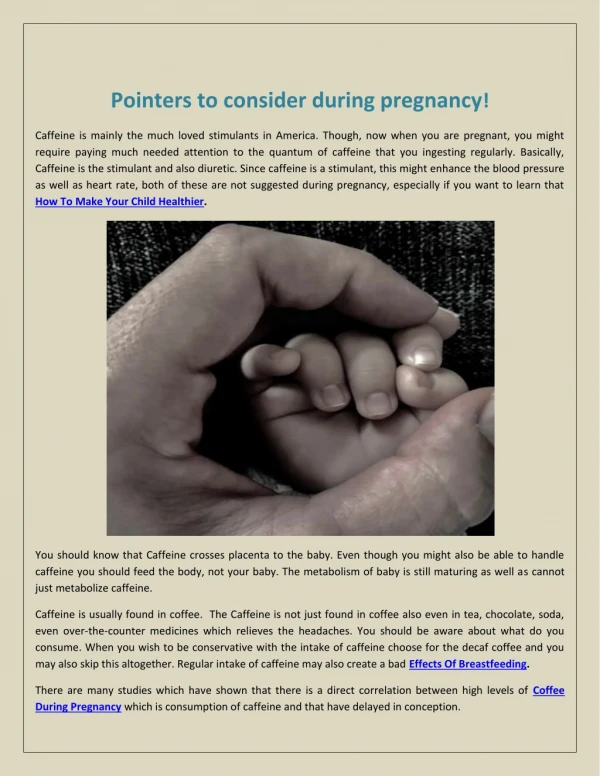 Pointers to consider during pregnancy