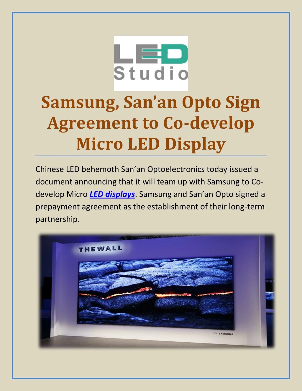 samsung san an opto sign agreement to co develop