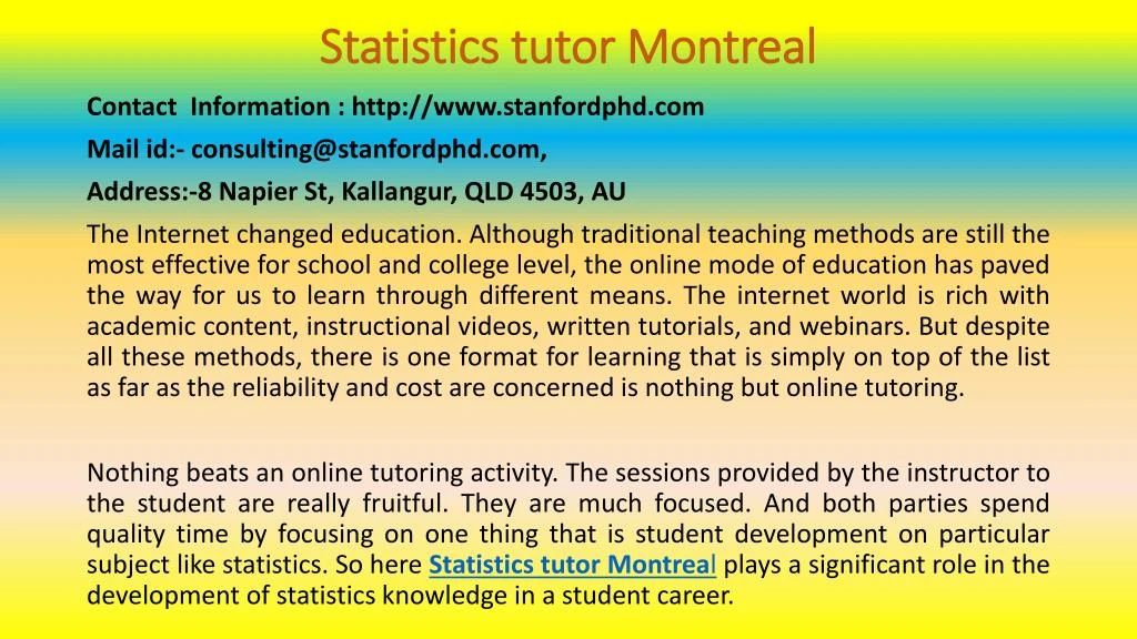 statistics tutor montreal