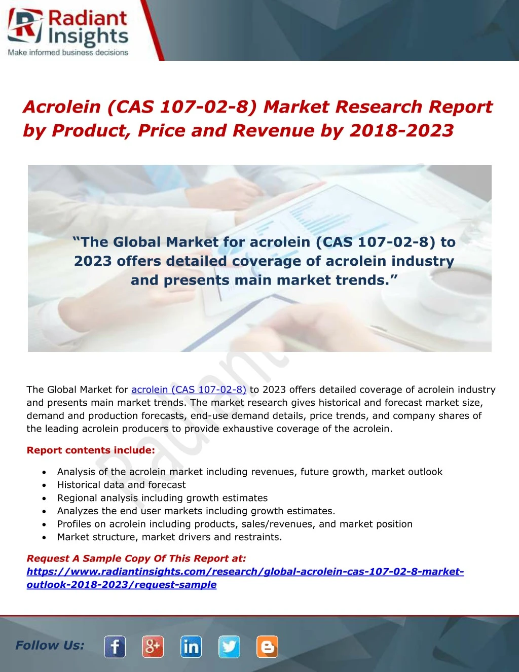 acrolein cas 107 02 8 market research report