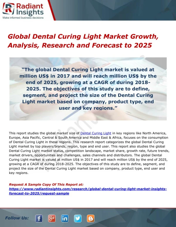 Global Dental Curing Light Market Growth, Analysis, Research and Forecast to 2025
