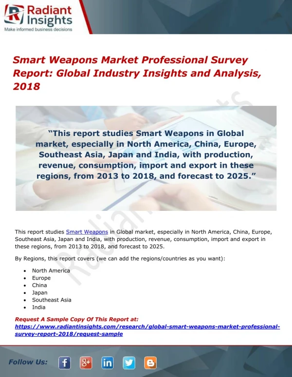 Smart Weapons Market Professional Survey Report- Global Industry Insights and Analysis, 2018