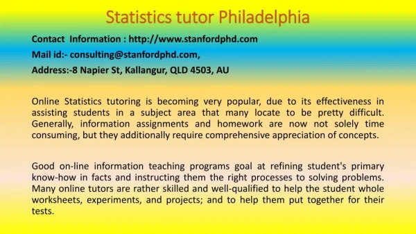 How To Teach Statistics tutor Philadelphia