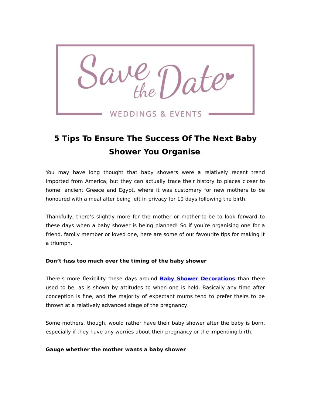 5 tips to ensure the success of the next baby