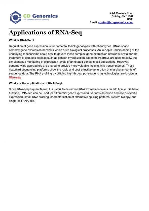 Applications of RNA-Seq