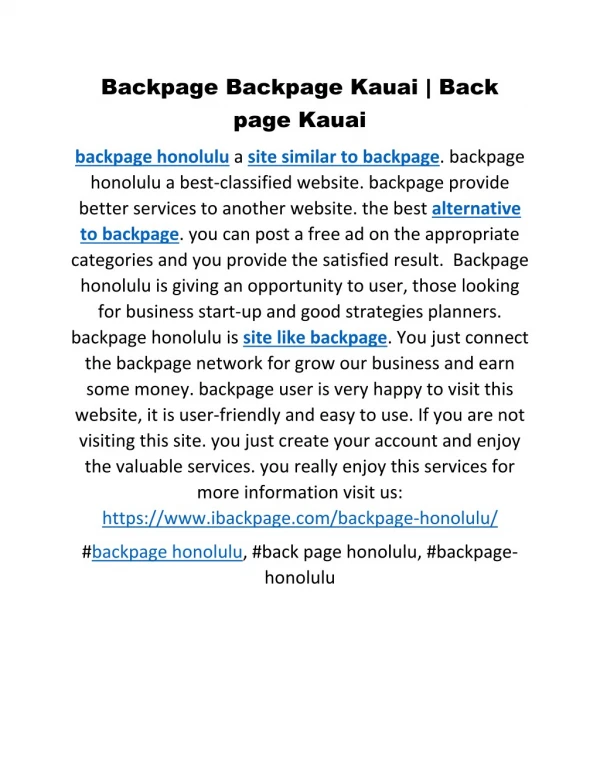 Backpage Backpage Kauai | Back page Kauai