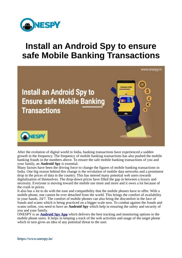 Install an Android Spy to ensure safe Mobile Banking Transactions