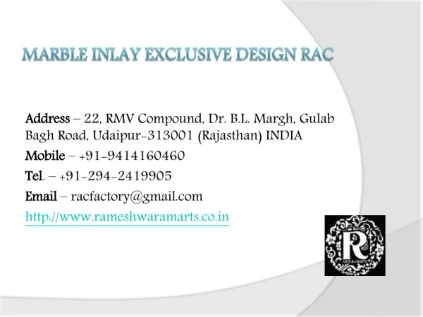 Marble Inlay Exclusive Design RAC