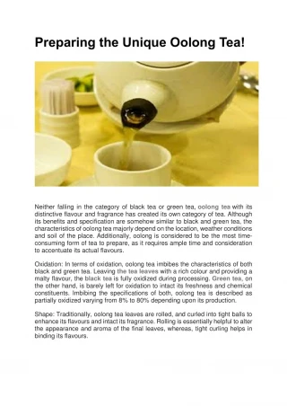 Preparing the Unique Oolong Tea!
