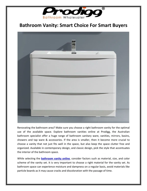 Bathroom Vanity: Smart Choice For Smart Buyers