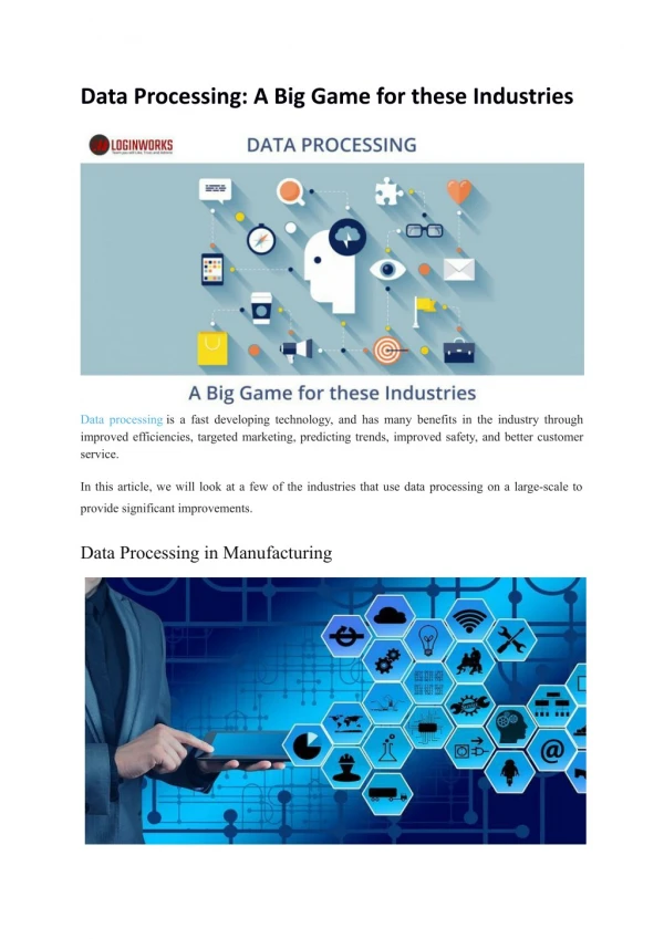 data processing a big game for these industries