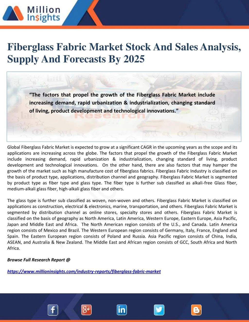 fiberglass fabric market stock and sales analysis