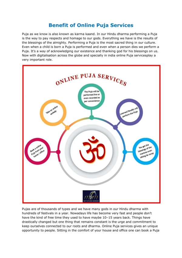 Benefit of Online Puja Services