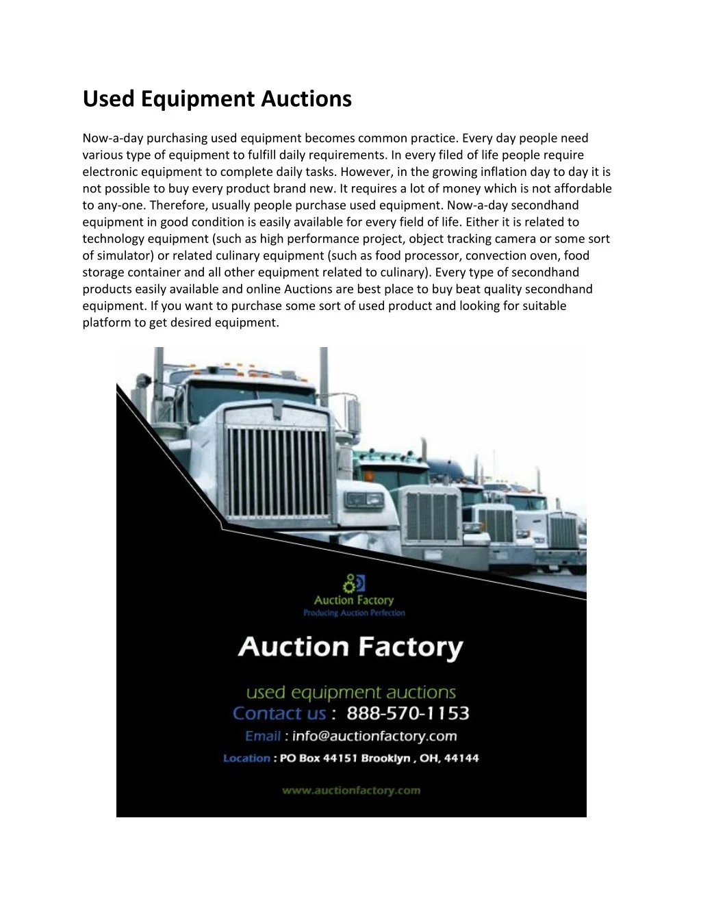 used equipment auctions