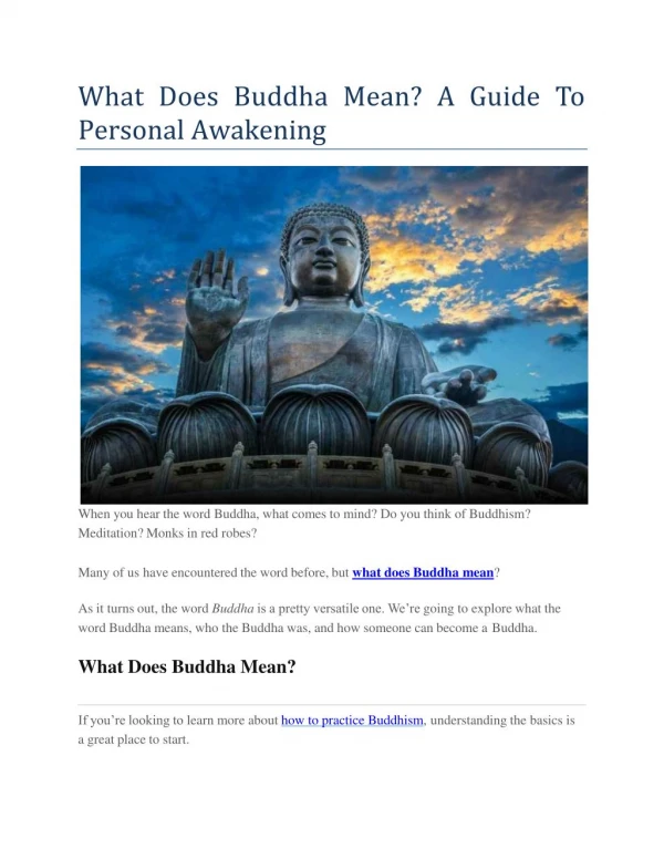 What Does Buddha Mean? A Guide To Personal Awakening