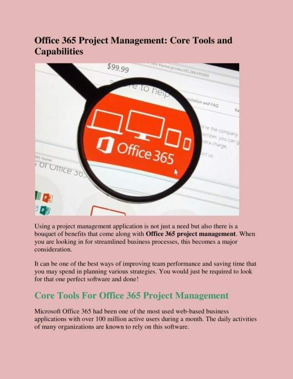 Office 365 Project Management: Core Tools and Capabilities