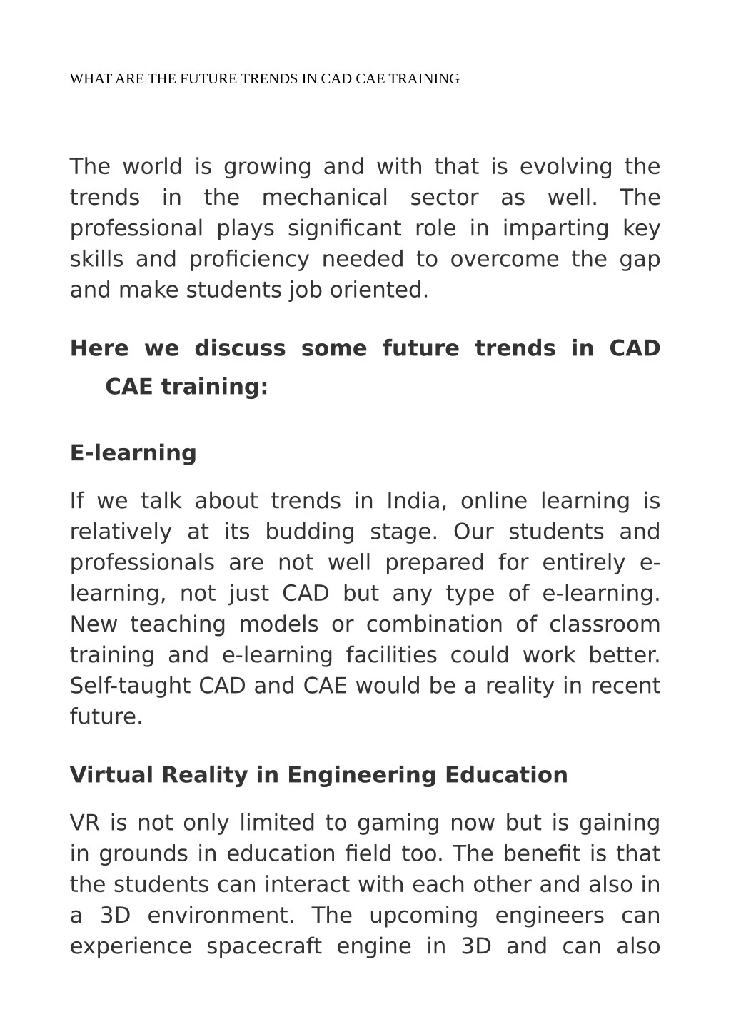 what are the future trends in cad cae training