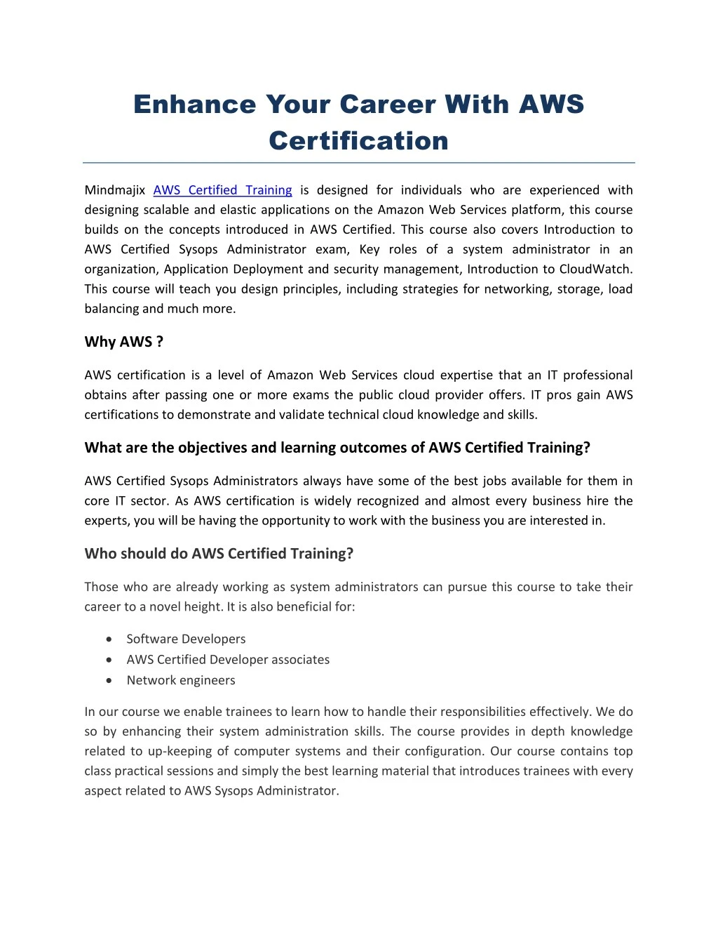 enhance your career with aws certification