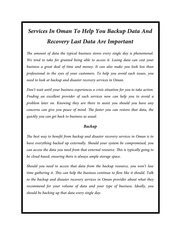 ser vi ces i n oman to hel p you backup