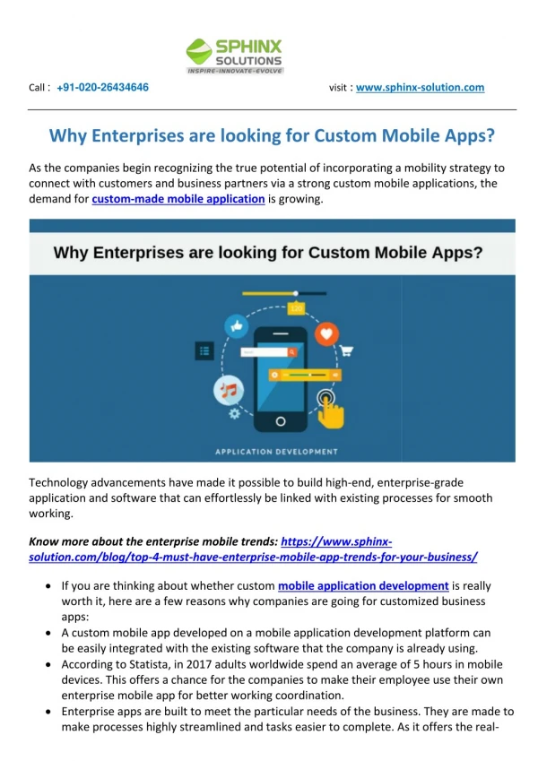 Why enterprises are looking for custom mobile apps