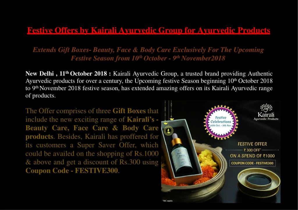 festive offers by kairali ayurvedic group for ayurvedic products