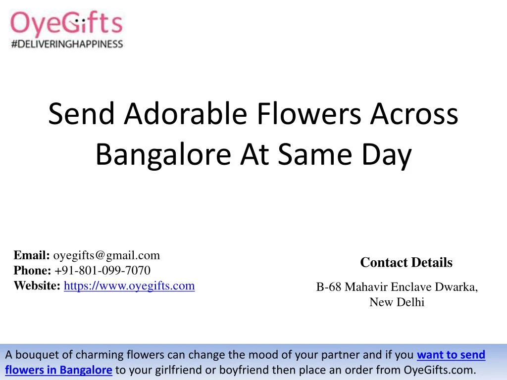 send adorable flowers across bangalore at same day