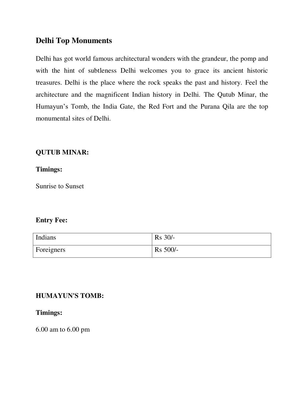 delhi top monuments