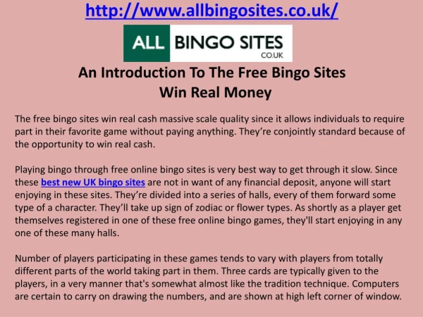 An Introduction To The Free Bingo Sites Win Real Money