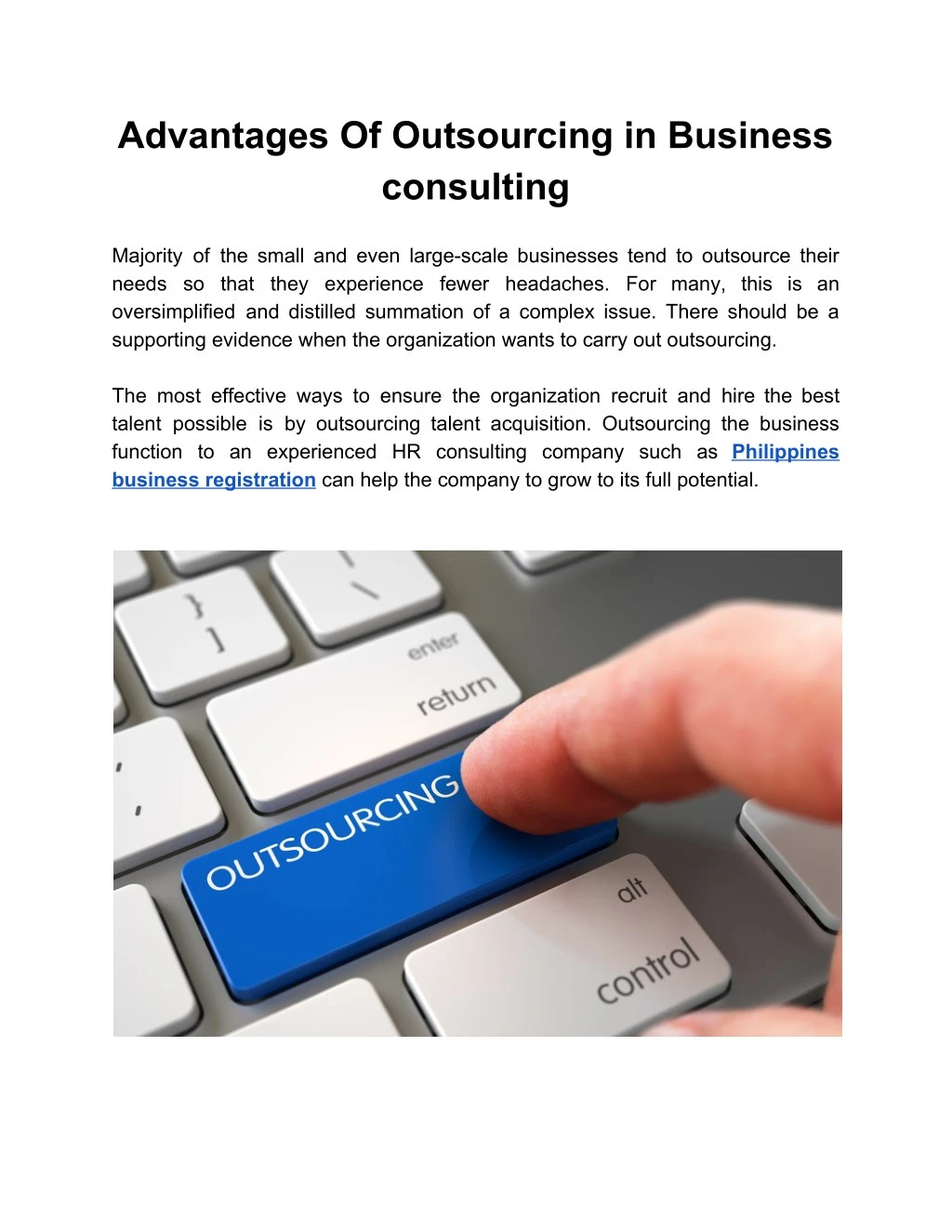 advantages of outsourcing in business consulting