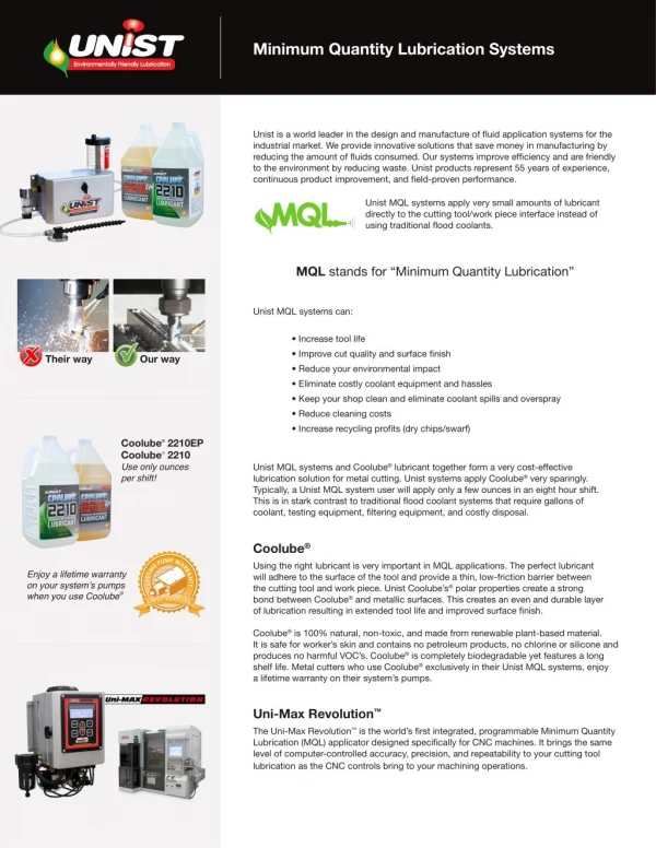 Minimum Quantity Lubrication Systems