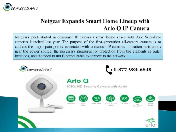 Dial 1-877-984-6848 Netgear Expands Smart Home Lineup with Arlo Q IP Camera