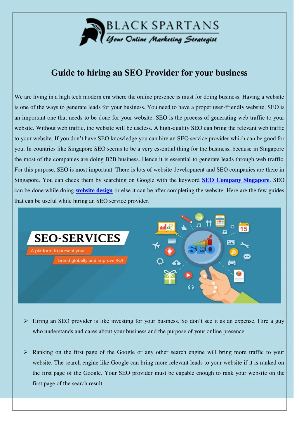 guide to hiring an seo provider for your business