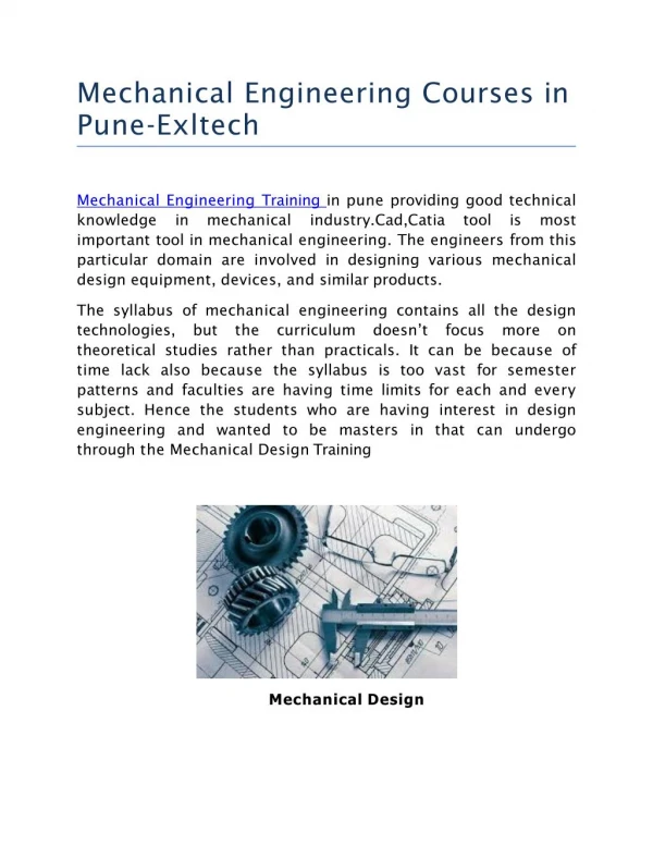 Best Mechanical Engineering Course in Pune