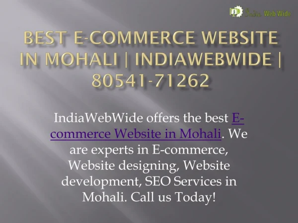 Best E-commerce Website in Mohali | IndiaWebWide | 8054171262