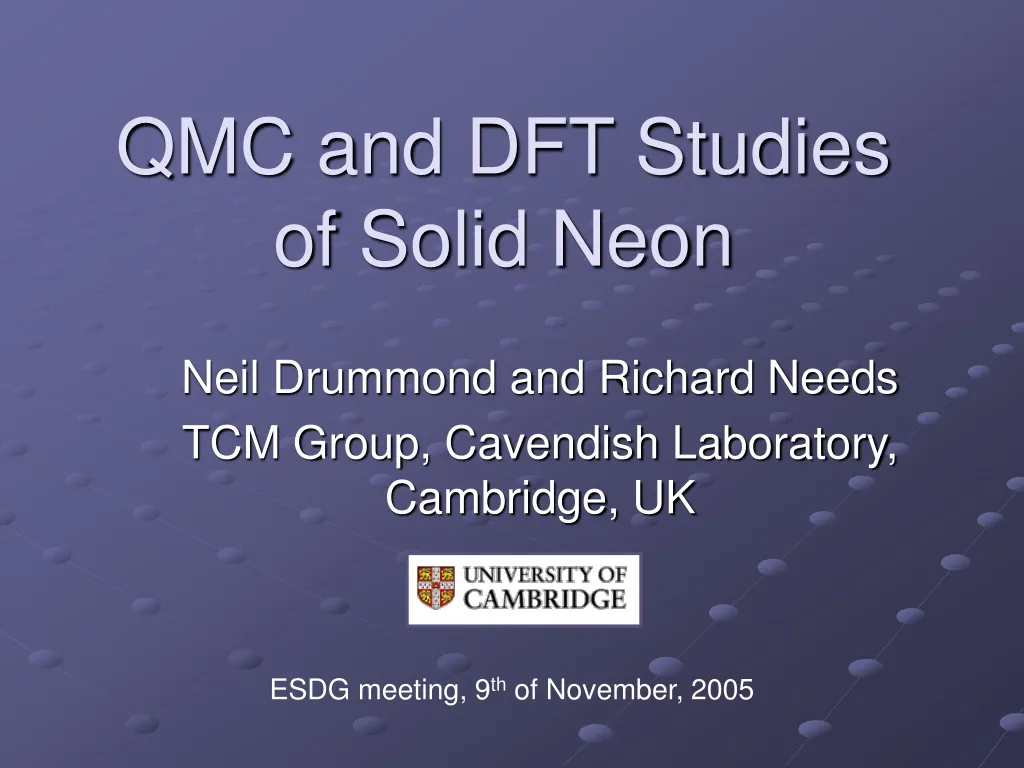 qmc and dft studies of solid neon