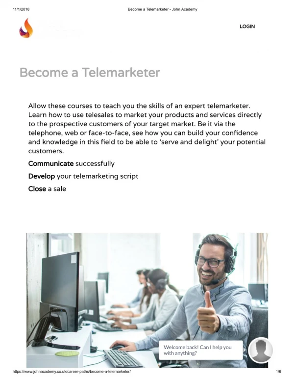 Diploma in Telemarketing - John Academy