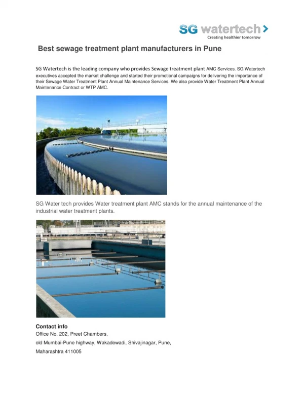Best sewage treatment plant manufacturers in pune