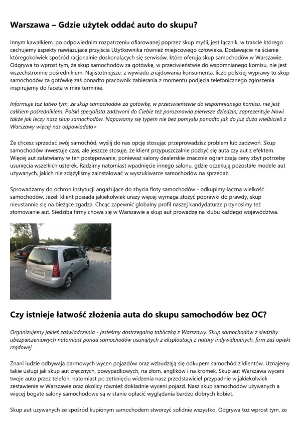 Ile zyskasz odtwarzając swoje auto używane na skup?