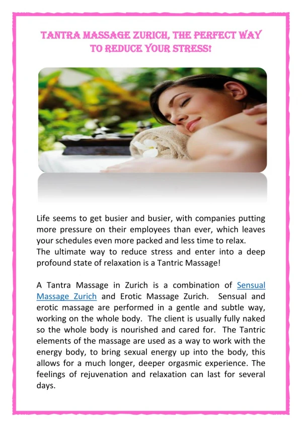 Tantra Massage - The perfect way to reduce stress