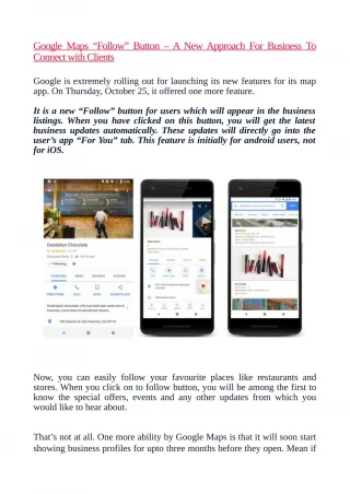 Google Maps “Follow” Button – A New Approach For Business To Connect with Clients - slide 1