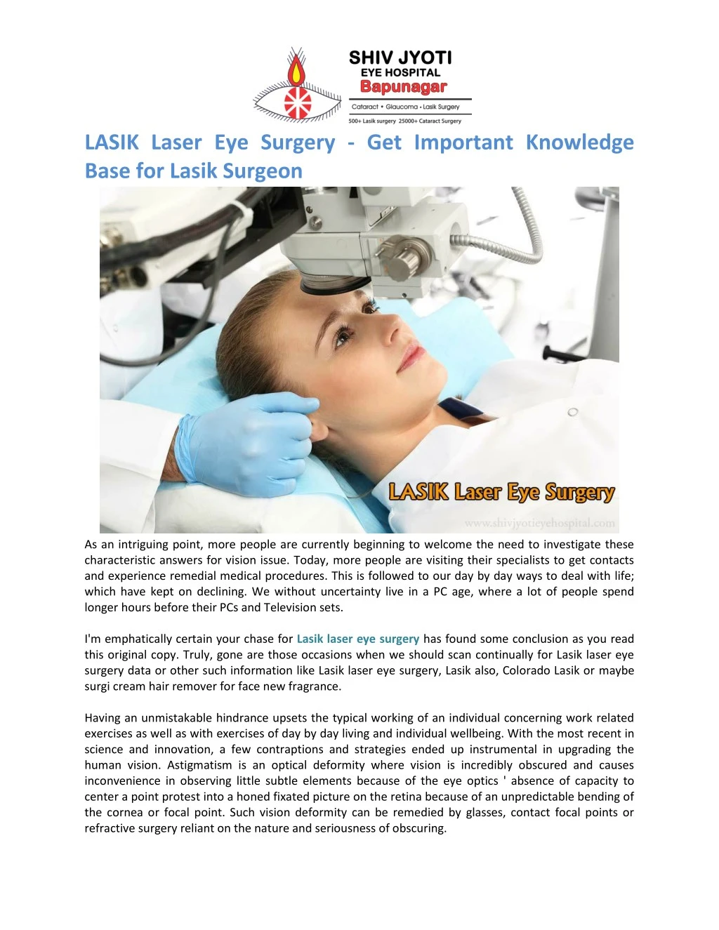 lasik laser eye surgery get important knowledge